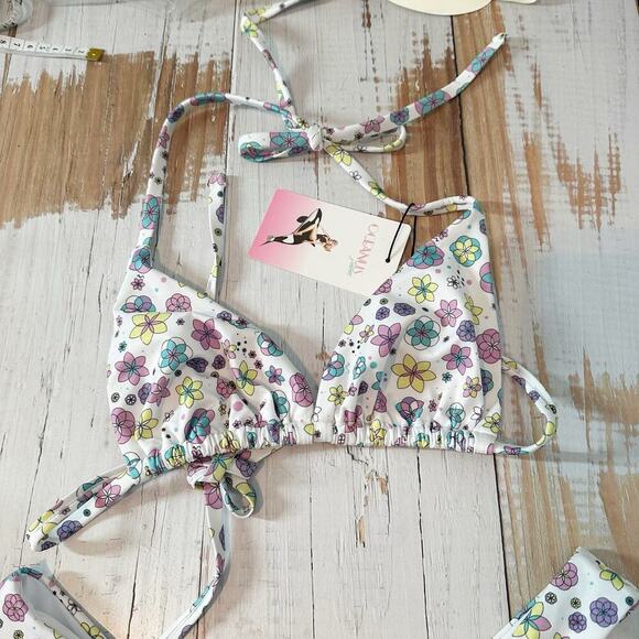 Oceanus Swimwear Revolve Ditzy Floral Bikini Set White Multi Size Large - Picture 3 of 7